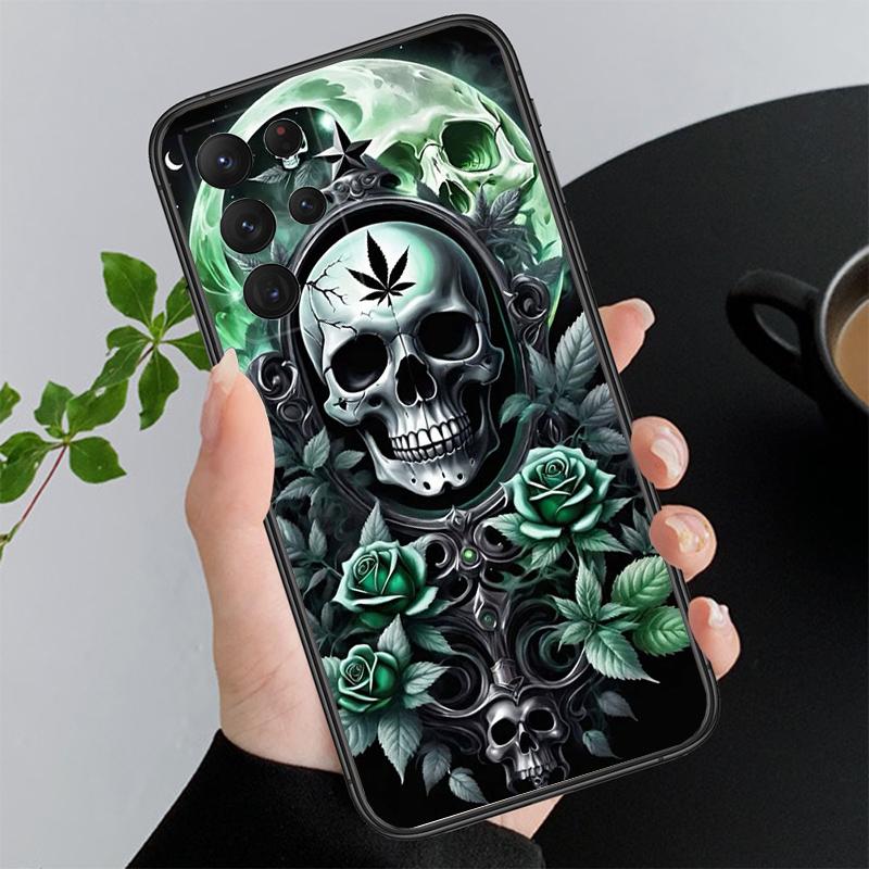 Skull Flower Art Phone Case For Samsung A35 A55 A54 A15 A25 A05s A05 A22 A24 A52 A33 A34 M34 M14 M54 M23