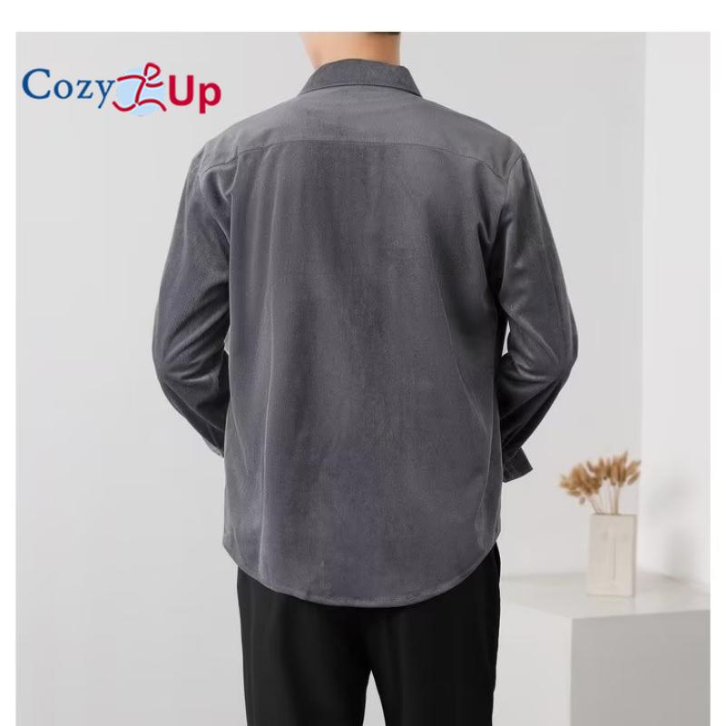 Cozy Up Men's Casual Shirt Corduroy Long Sleeve Button Down Work Shirt Jacket with Pockets
