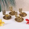 Lakshmi Ganesh Gold Plated Aluminum Hand Diya -Set of 4