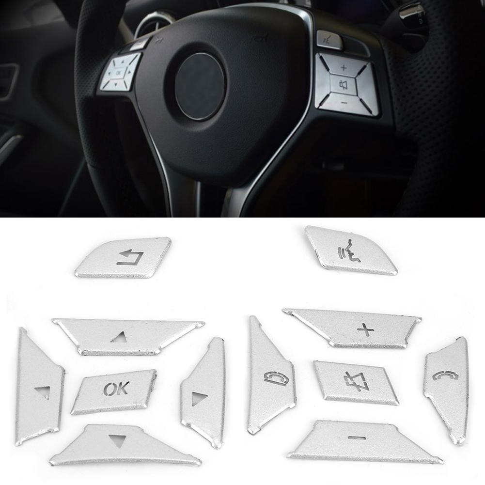 12pcsSet Car Steering Wheel Button Patch Protection Trim Fit for Mercedes Benz W204 W212 W117