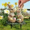 Easter Rabbit and Eggs Garden Stake Acrylic Waterproof Outdoor Decoration Yard Ornament for Seasonal Celebration