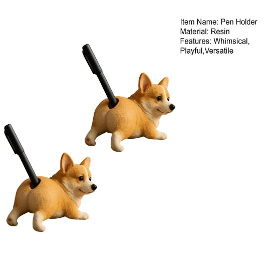 Puppy Butt Pen Holder Silly Smile Dog Pen Stand Practical Desk Organizer Corgi Gift for Dog Enthusiasts