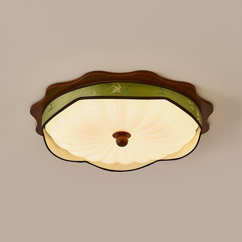 Walnut Retro Wabi-Sabi Chinese Ceiling Light: Full Spectrum Eye Protection for Master Bedroom