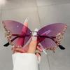 Butterfly Rimless For Women Bling Rhinestone Gradient Decorative Shades For Costume Party Prom Fashion Glasses