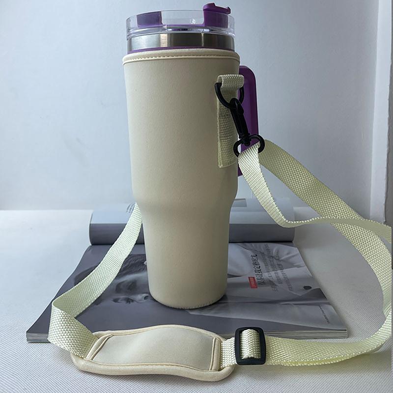 40Oz Water Bottle Carrier Bag Adjustable Shoulder Strap Mug Cups Sleeve Solid Color Bottle Holder For Outdoor Hiking