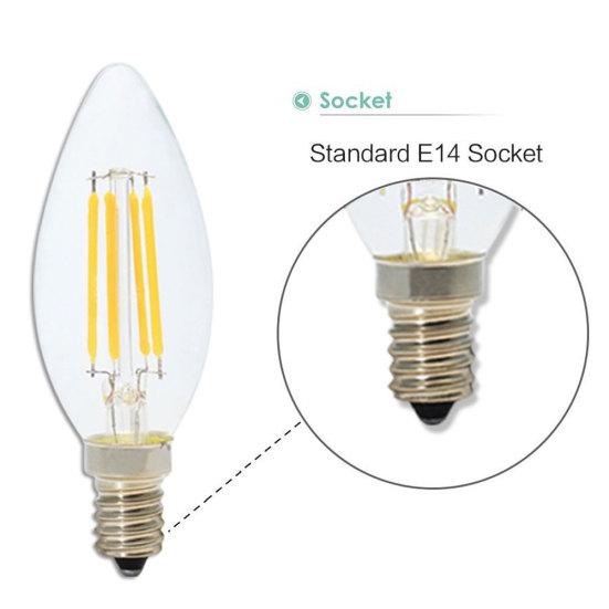 C35 220V E14 Base 4W LED Energy Saving Dimmable Filament Candle Light Bulbs