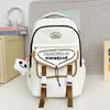 Color Cute Blocked Letter Printed Student Leisure Backpack With Pendant Plush