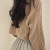 Irregular Knitted Sweaters Korean Chic Vintage All Match Sweater Women Round Neck Long Sleeve Split Pullover Crop Top