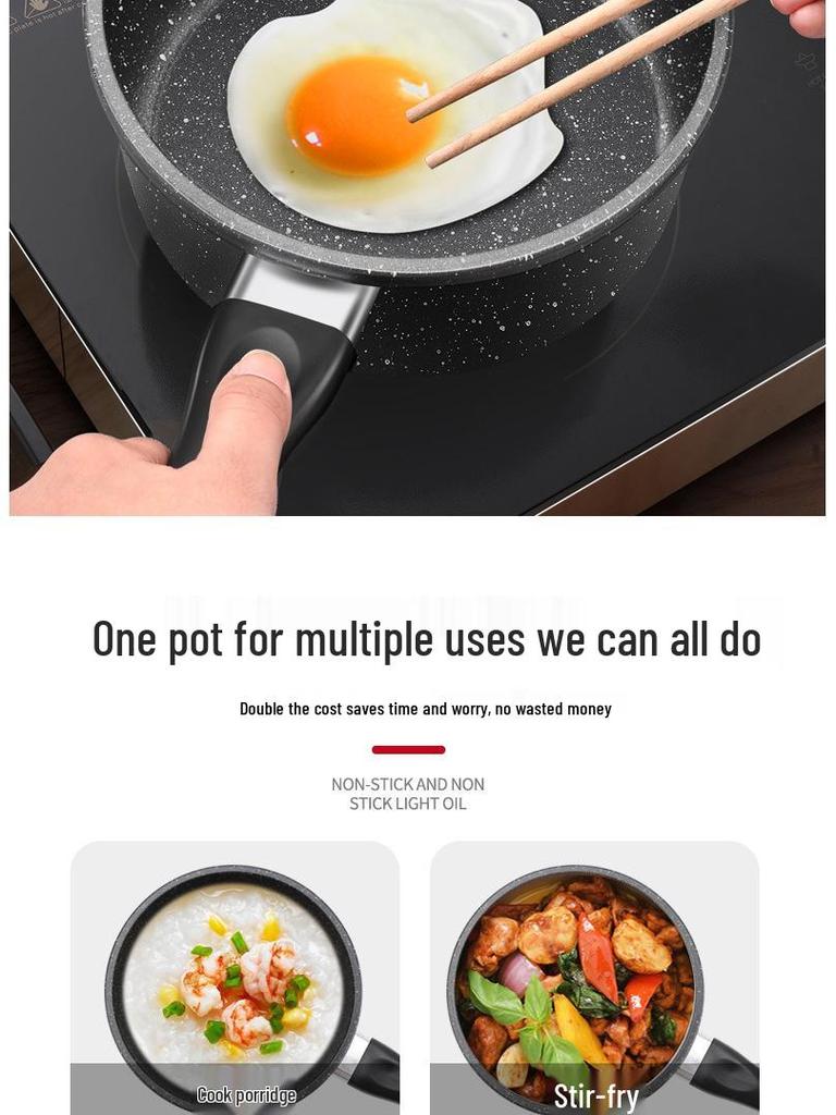 Mini Maifan Stone Milk Pot: All-in-One Ramen, Noodle, Fry, Boil, and Soup Pot for Home Cooking and Kids' Food.