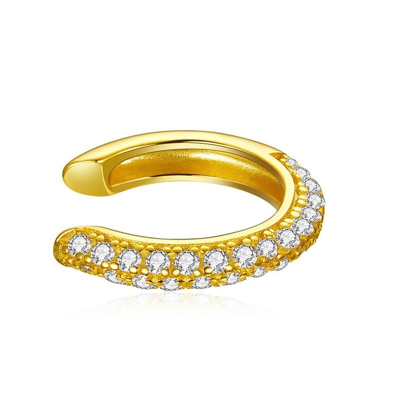 Bamoer 1 PCS Colorful Zircon Ear Clip, Women Genuine 925 Sterling Silver Clear CZ Statement Wedding Jewelry