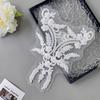 White Mesh Car Bone Thread Handmade Beads Embroidered Flower Applique Wedding Dress Performance Dress Decorative Cloth Sticker Accessories