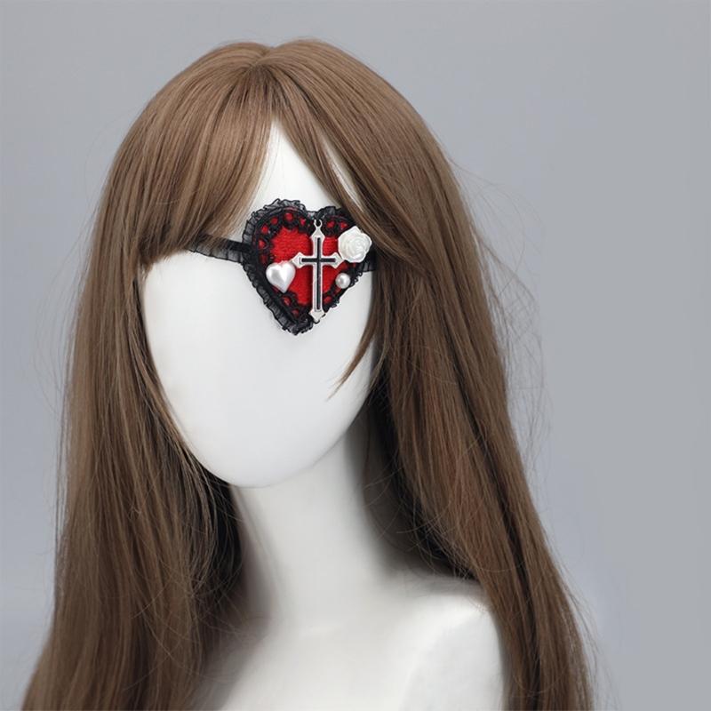 Lolit Eye Patch Gothics Eyepatch Heart Eyepatch Lolit EyeMask Cosplays Eyepatch Single Eye Mask-