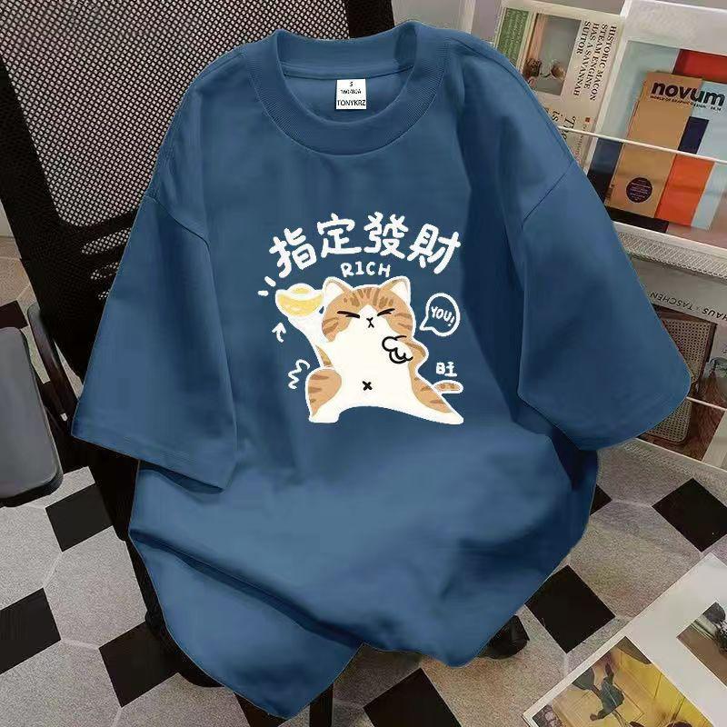 2025 New Cotton Short-sleeved T-shirt Female Summer Loose Trend Printing Fashion Tops