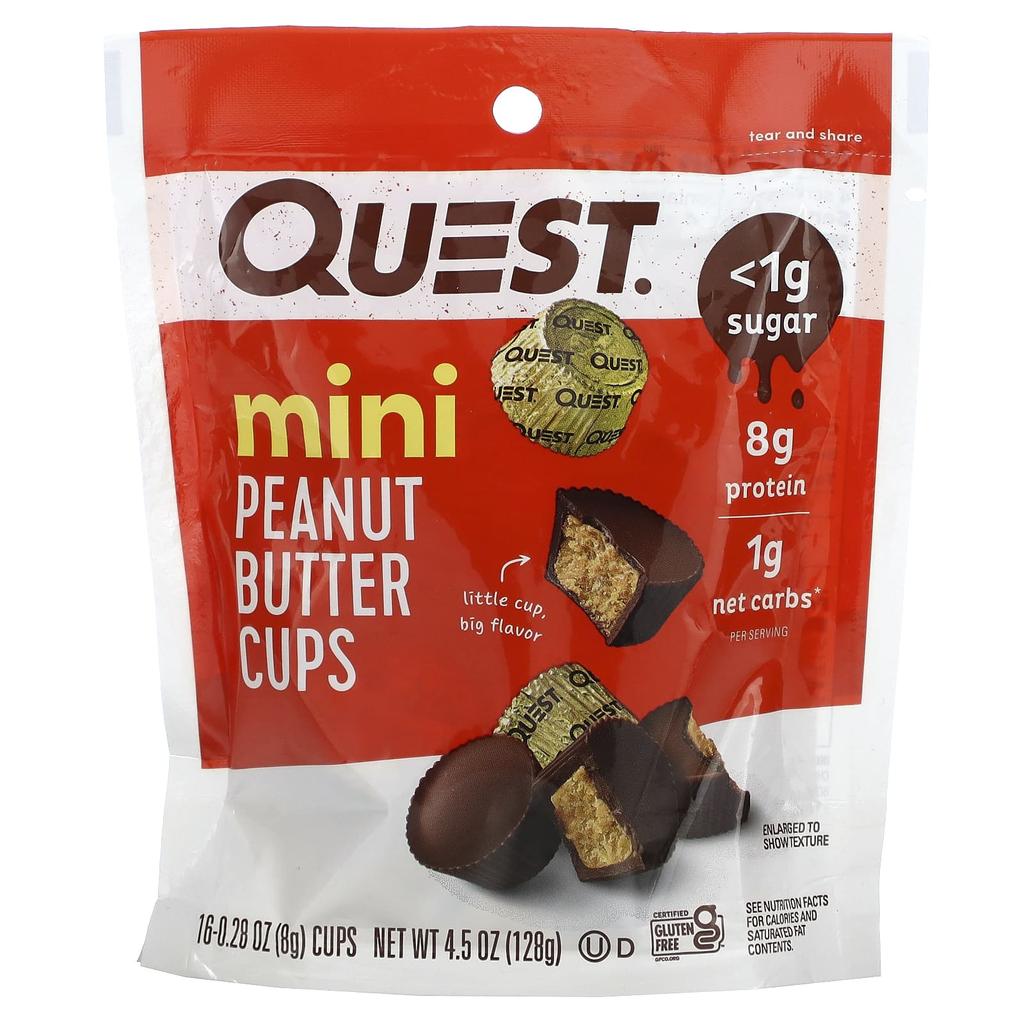 Quest Nutrition Mini Peanut Butter Cups, 16, 0.28 Oz (8 G) Each