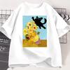 Vincent Van Gogh Cat T-shirt Women Sunflowers Print Tshirt Funny Cute Cat Kitten T Shirt Cotton Short Sleeve Clothes