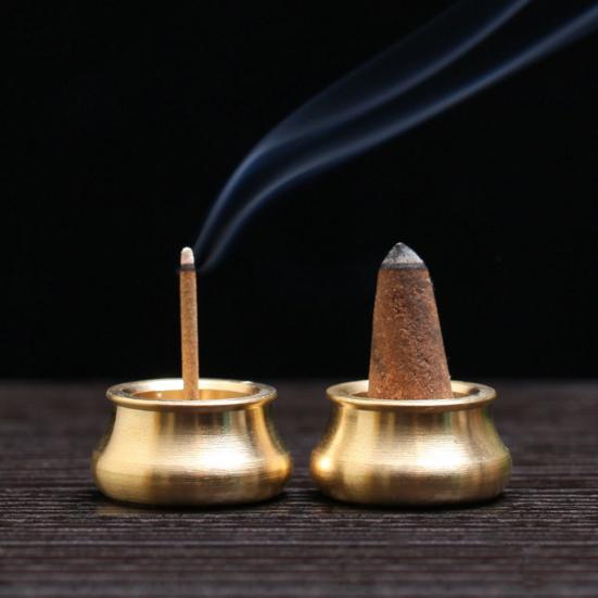 Incense Burner Smooth Exquisite Golden Bowl Shape Incense Stick Holder for Bedroom