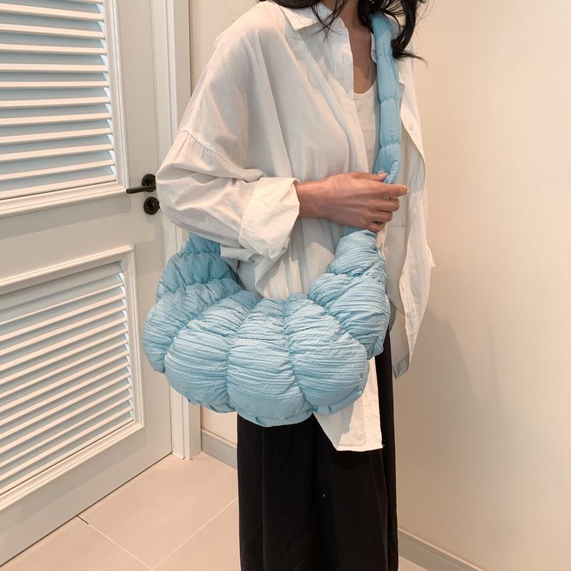 2024 Summer Pleated Cloud Bag Female Candy Color Large Capacity Shoulder Bag Women's Handbags Shopping Girls Pouch Tote Bags