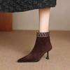 2025 News Women Autumn Pointed Toe Ankle Boots Winter High Heel Genuine  Shoes Woman Short Boots Black Size 34-39