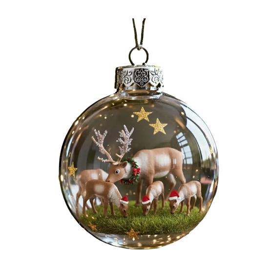 The Reindeer Family Christmas Ball Funny 3D Reindeer Hanging Decoration Plastic Christmas Ball Winter Ornaments for Xmas Tree Indoor Home Decor