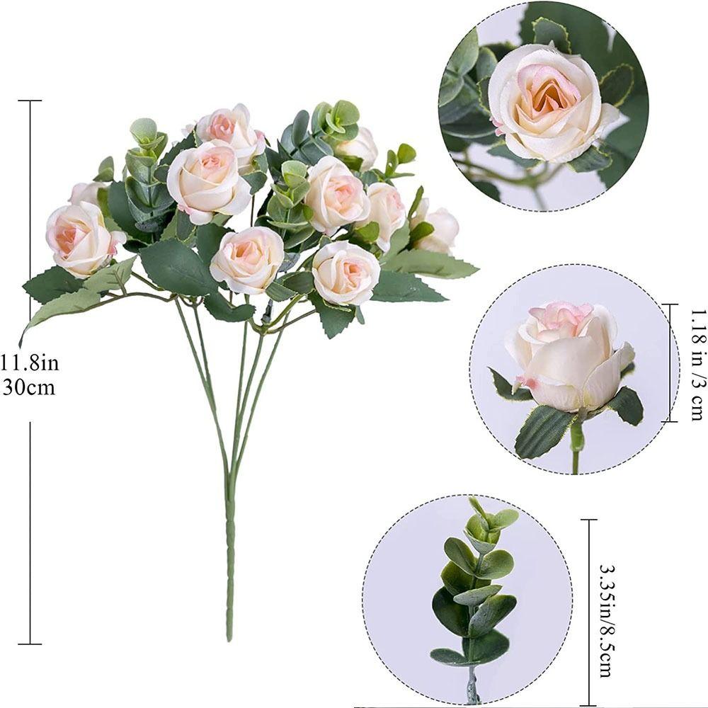 Ornament Simulation Plants Leaves Floral Arrangement Artificial Eucalyptus Rose Lifelike Flowers