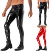 Men's Leggings Wet Look Patent Leather Trousers Tights Two-way Zipper Crotch Pants Stage Performance