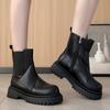 Fashion Rimocy Fashion Thick Sole Chelsea Boots Women Chunky Platform PU Leather Ankle Boots Woman New Comfort Autumn Winter Botas Mujer