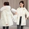 The New Autumn and Winter Style of Cotton-padded Jacket for Women, with a Large Fur Collar, Is a Mid-length, Loose and Thick Korean Version