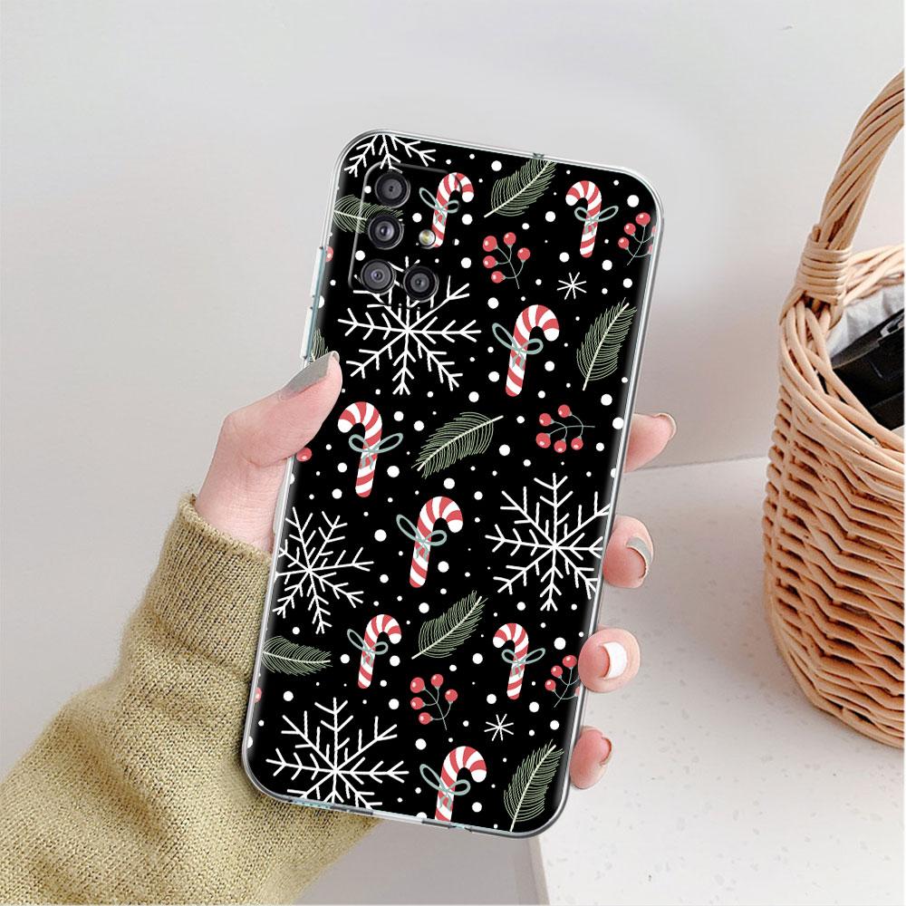 Snow Merry Christmas Clear Case For Samsung Galaxy A52 A12 A51 A32 A21s A71 A32 A22 50 A70 A31 A72 5G Phone Cover