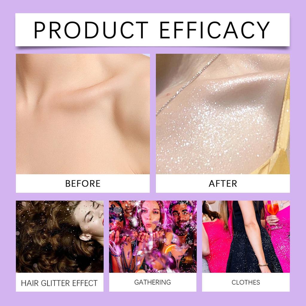 Блестящий спрей с блестками, долговечный спрей с блестками для волос, тела, кожи и одежды, водостойкий и приятный для кожи, 30 мл