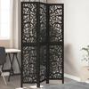 VidaXL 3-Panel Room Divider Black Solid Paulownia Wood, Privacy Screen, Room Separator Panel, 358751