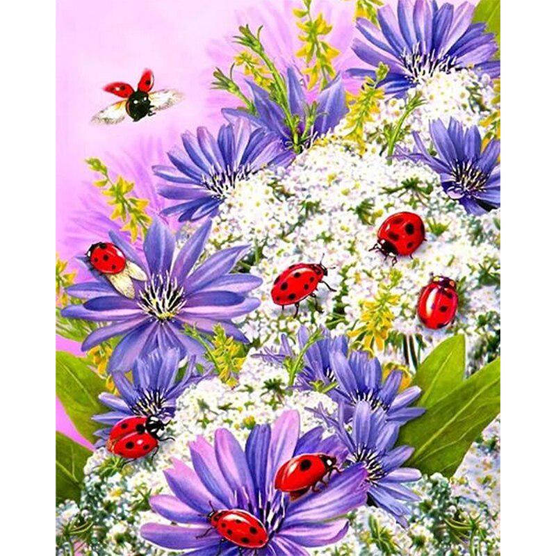DIY 5D Full Diamond Painting Ladybug Chrysanthemum Cross Stitch Set Diamond Embroidery