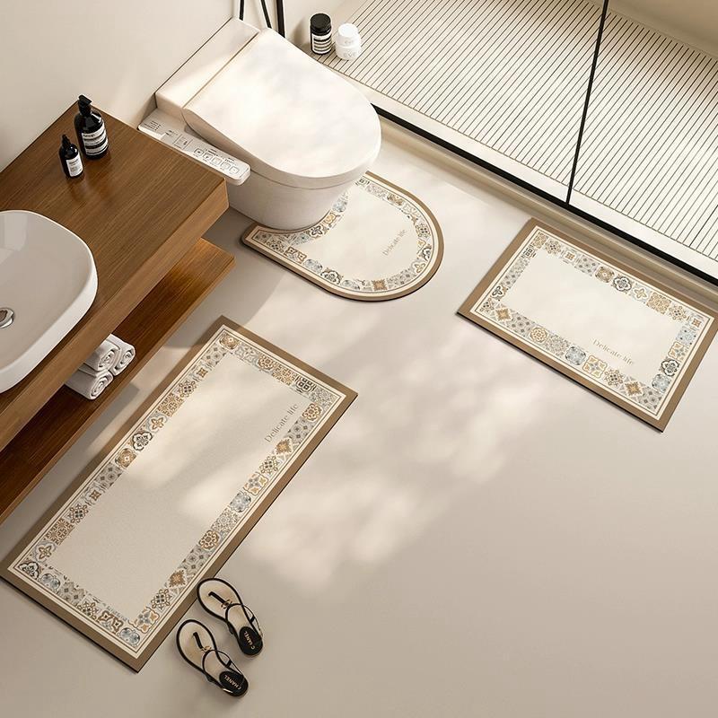 Simple Bath Mat  Bathroom Absorbent Floor Mats  U-shaped Toilet Foot Pad Non-Slip Floor Door Mat Bathtub Side Carpet Shower Rug