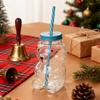 Bear Glass Cup with Spill-Proof Lid And Straw Cute Bear Tumbler for Smoothies Coffee Juice Thick Glass Mug for Home Office Travel