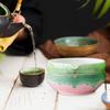 Traditional Japanese Matcha Bowl Tea Bowl with Pouring Spout Colorful Gradient Glaze for Office Table Tea Ceremony Party Gift