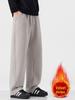 Men's Trendy Velvet-Lined Wide-Leg Sweatpants: Loose, Warm, Straight-Leg Casual Pants for Fall/Winter.