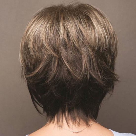 Women Short Straight Wig Wispy Bangs Natural Heat Resistant High Temperature Fiber Ladies Highlights Bobo Synthetic Hair