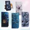 3D Embossed Flower Owl Tiger Dog Wolf Oil Painting Leather Phone Wallet Case Book Stand For iPhone Samsung Xiaomi Google Magnetic Card Flip Cover Bag