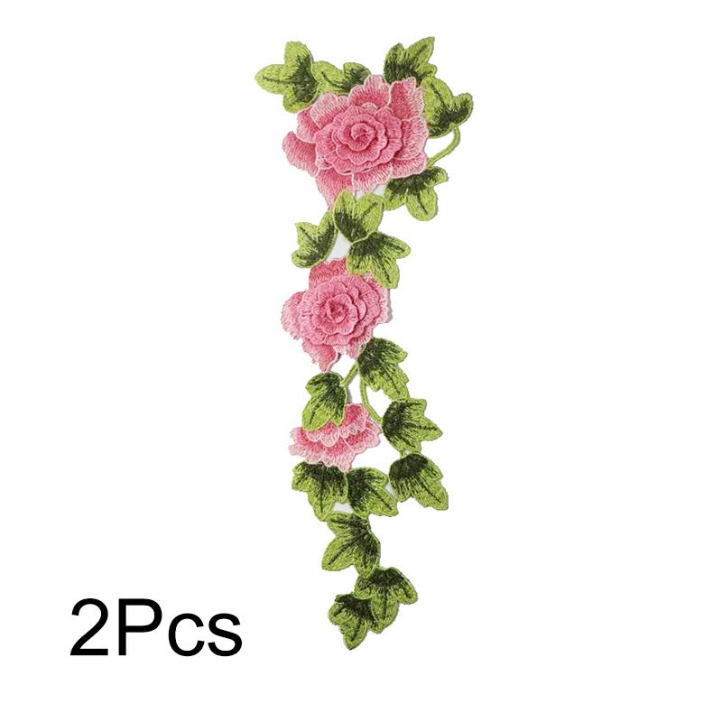 2Pcs Flower Applique Fashion Cheongsam Patch Fabric Sticker Lace Patches Sewing DIY Dress Embroidered Garment Accessories
