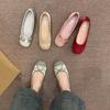 Soft-soled Red Spring and Autumn Gentle Small Single Shoes Women's Shoes Flat-soled 2025 Evening Shoes French Silver Ballet Shoes