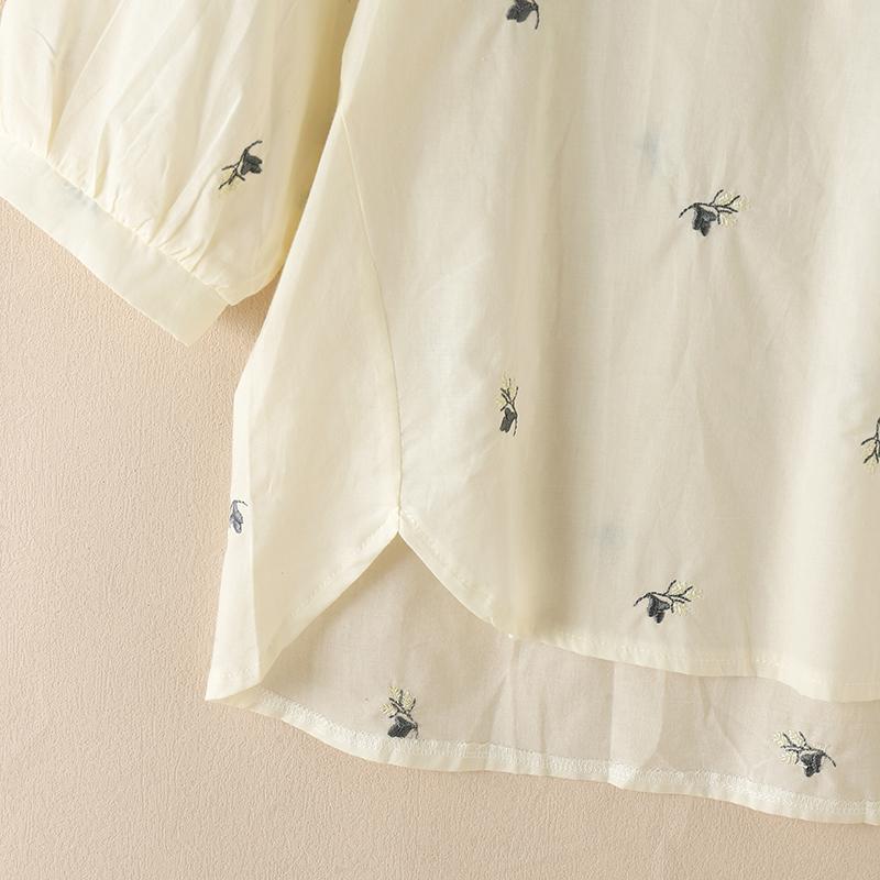 ZANZEA Женская повседневная летняя блузка с цветочной вышивкой и круглым вырезом с рукавами 3/4