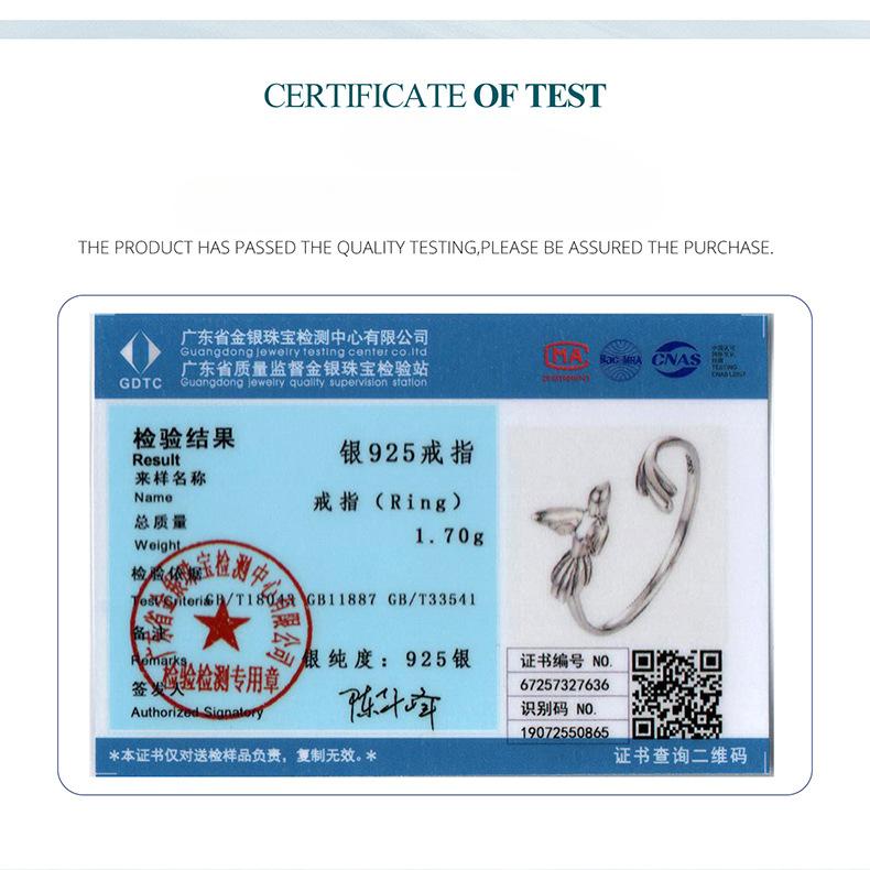 Smart Bird Plain Silver Open Ring Simple Cute Animal S925 Sterling Silver Ring Jewelry