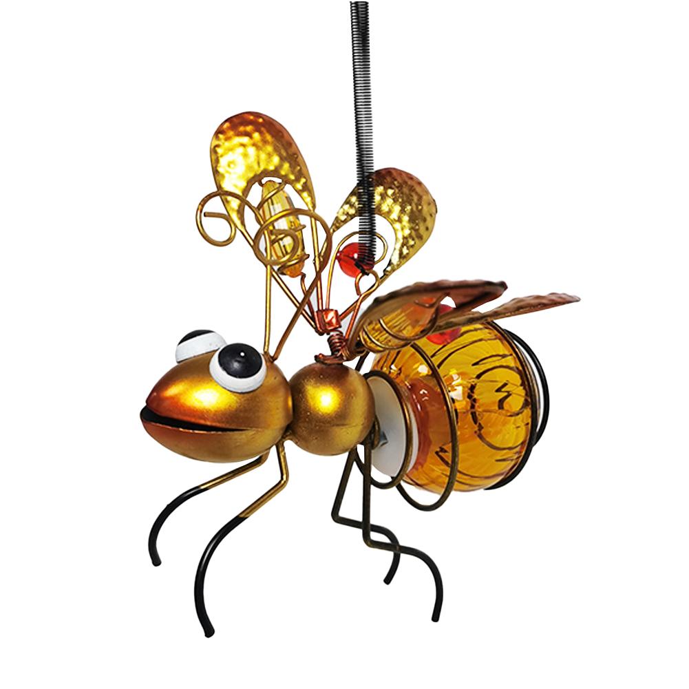 Solar Bug Fairy Lights Metal Iron Insect Statue with LED Winged Ant Lamp Outdoor Hanging Tree Ornament for Yard Garden Art Decor