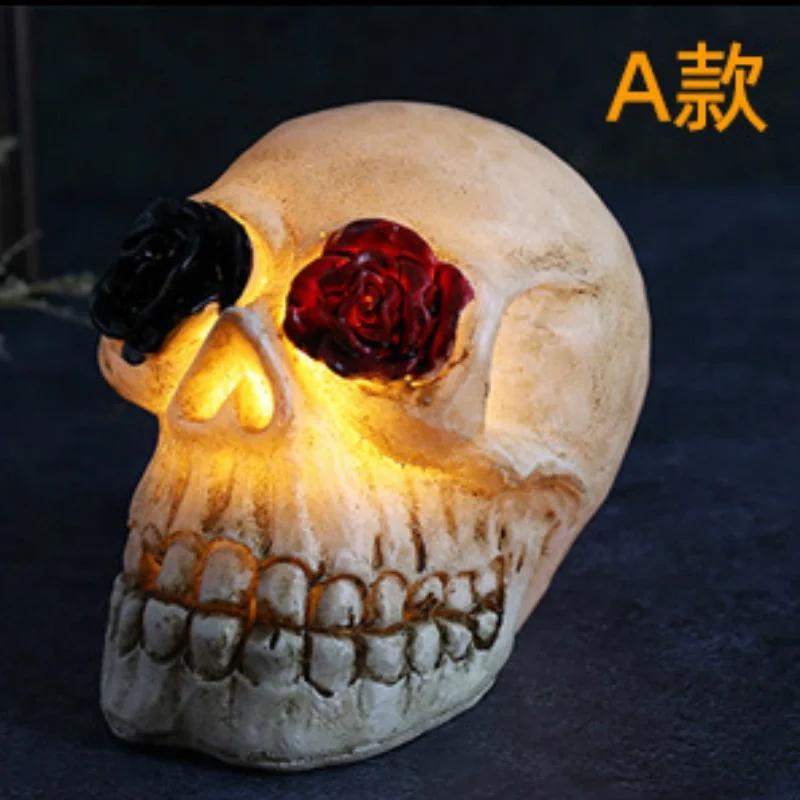 New Halloween Dress Up Props Skull Head Luminous Resin Skull Head Props Bar Dress Up Props