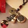 Pixiu Cinnabar Brass Keychain with Zodiac and Five Emperors Coins Pendant