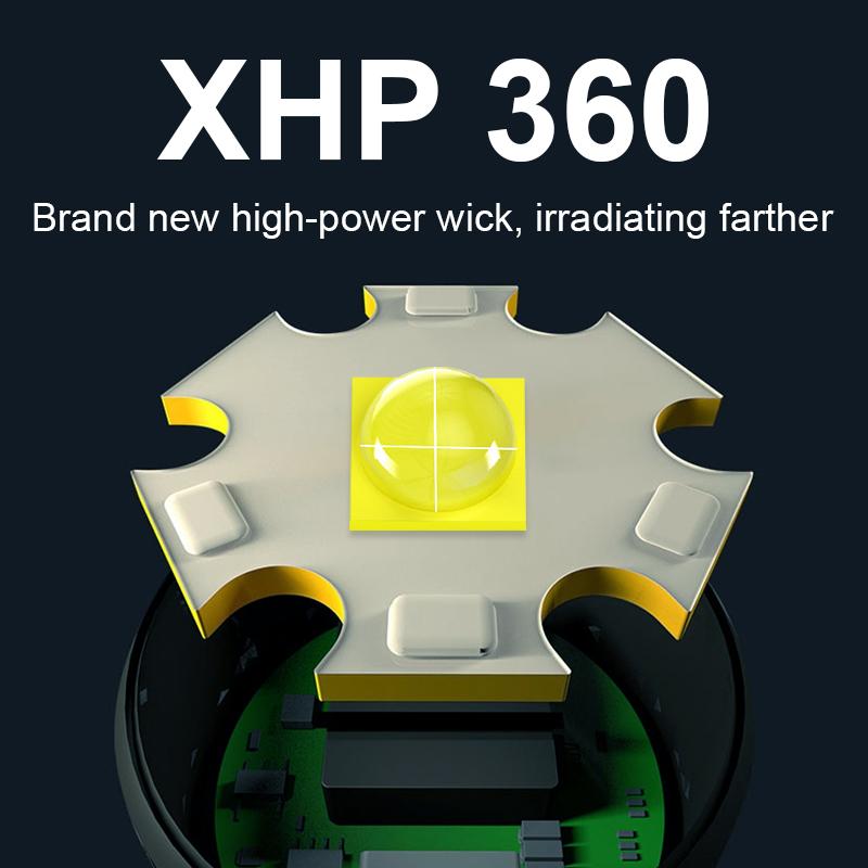 10000LM Powerful LED Diving Flashlight Super Bright XHP360 Professional Underwater Torch IPX8 Waterproof Lamp Use 26650 Battery