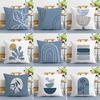 Blue Simple Print Decorative Pillowcase Bedroom Living Room Square Cushion Pillowcase