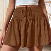 Женские летние струящиеся шорты, эластичная мини-юбка с высокой талией и оборками на шнурке