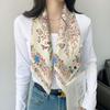 Korean Style Silk Square Scarf with Butterfly & Flower Print - Women's Fashion Accessory, Neck Tie, or Hair Scarf - Ideal Mother's Day Gift