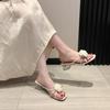Fashion Wearing Slippers Outside Women's Summer New Sweet Flowers Gentle Slip-on Non-slip Transparent Block Heel High Heels