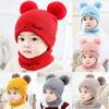 Newborn Kids Baby Boy Girl Pompon Hat Winter Warm Knit Crochet  Cap Scarf